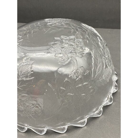 Crystal Floral Bowl Glass 10” World Showcase Scalloped Edges Salad Original Box - Picture 11 of 13